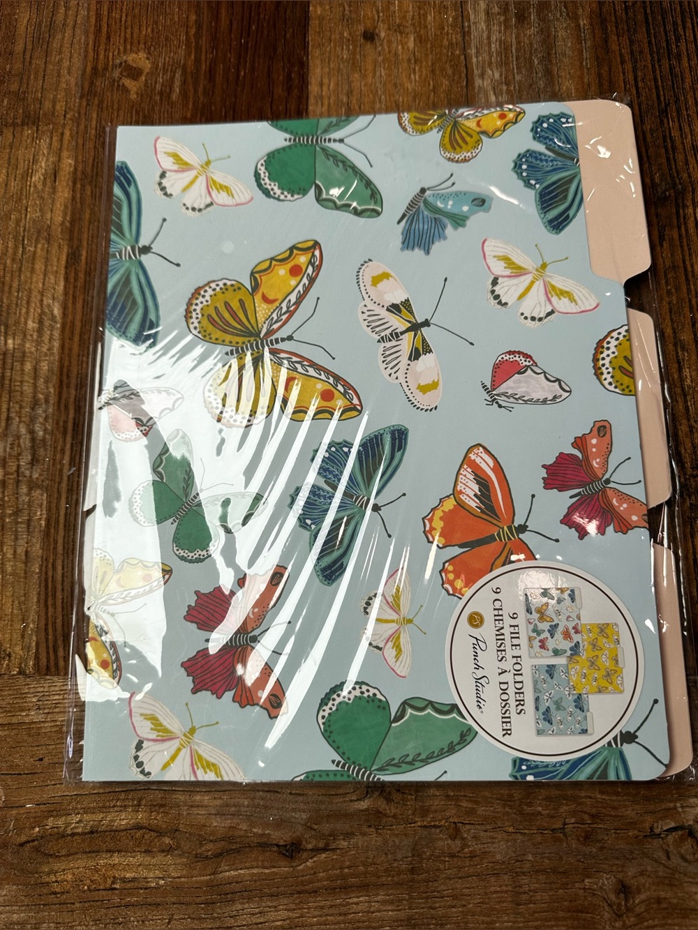 Butterfly Pattern File Folders - Pastel Blue with Multicolor Butterflies